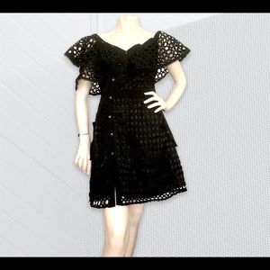 Haute Rouge black off shoulder ruffled Orta dress.Graduation dress.